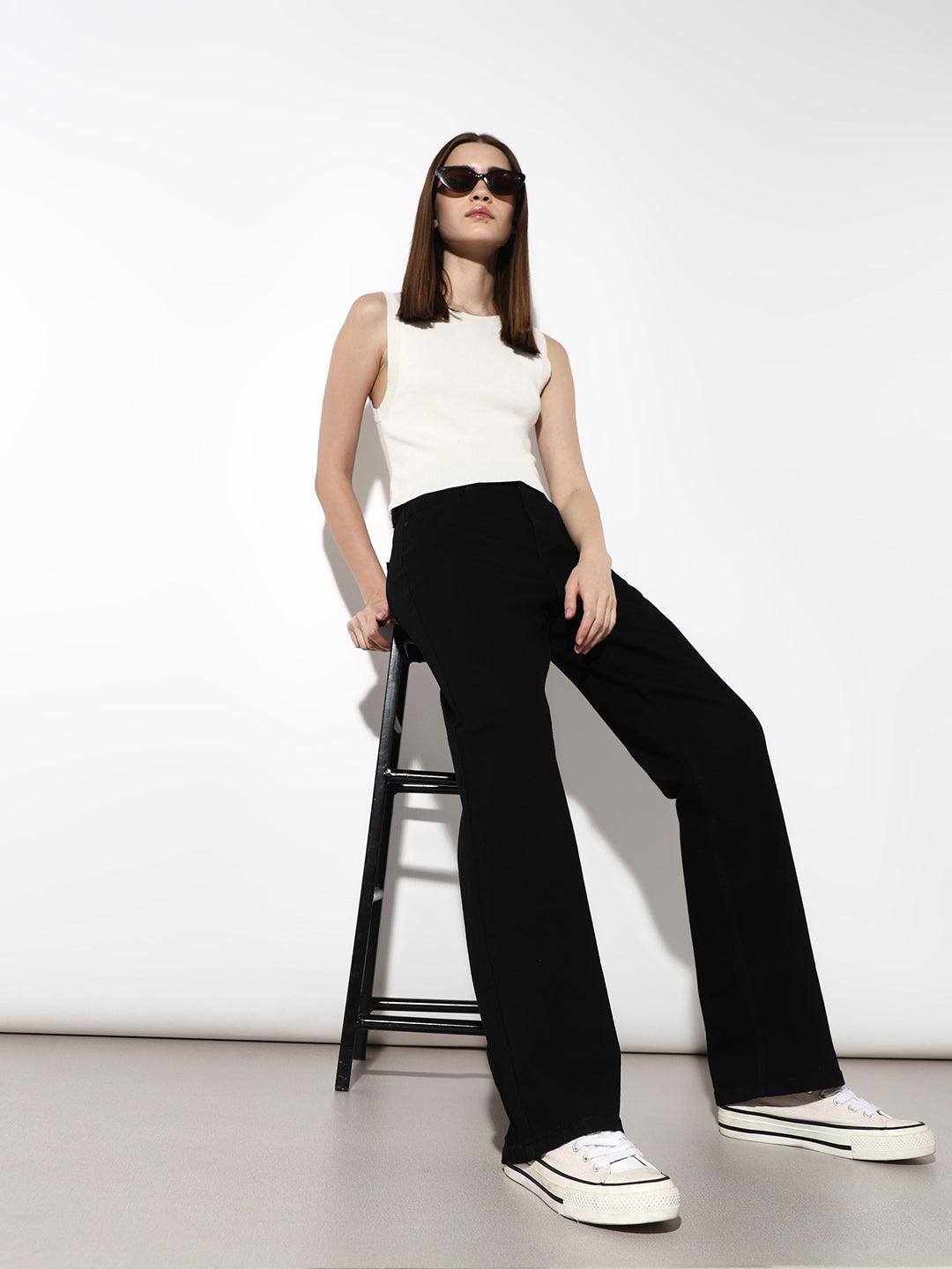 Black High Rise Straight Fit Jeans