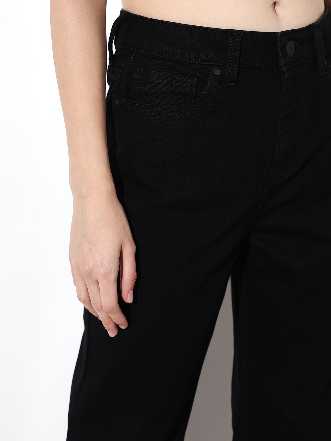 Black High Rise Straight Fit Jeans