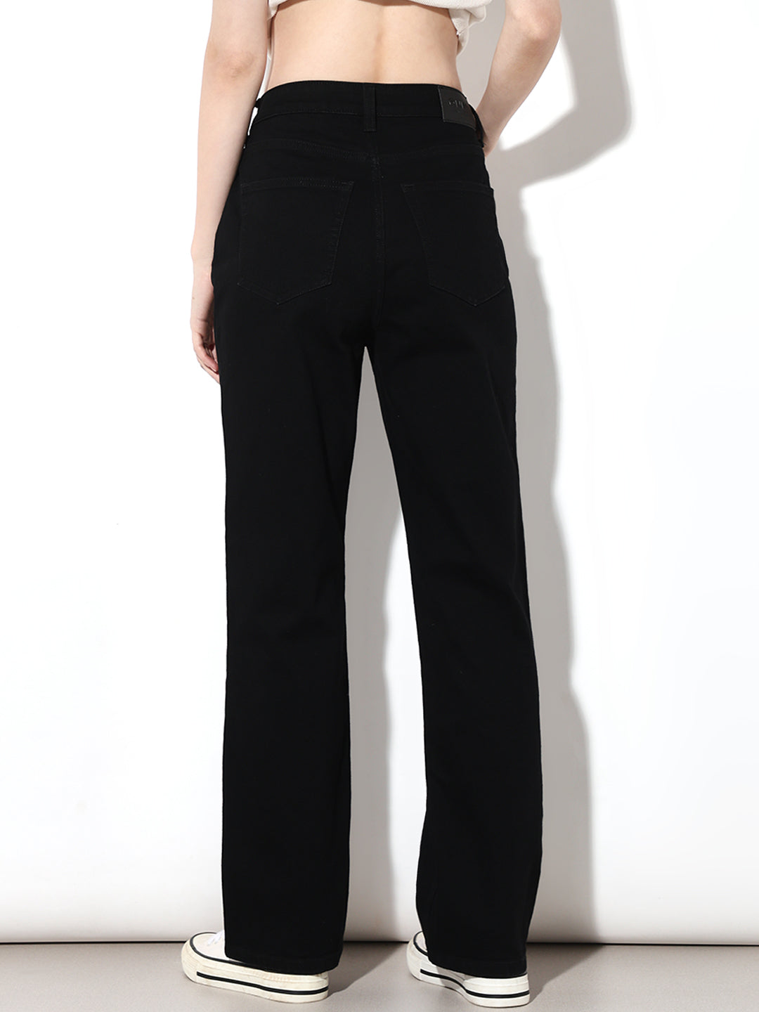Black High Rise Straight Fit Jeans
