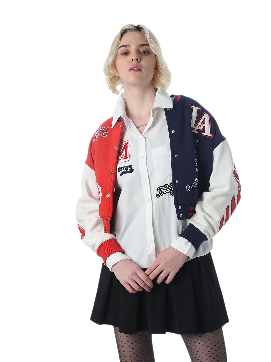 White Patch Work Cotton Shirt