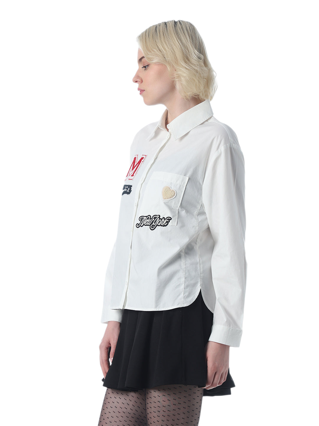 White Patch Work Cotton Shirt