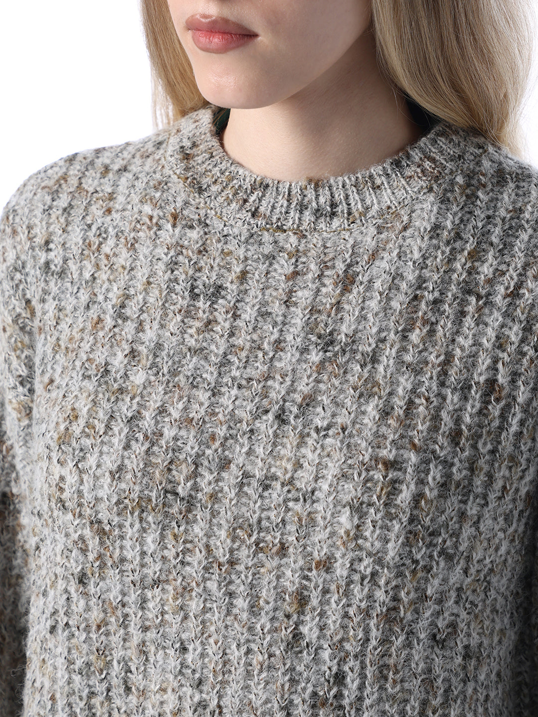 Rib-Knit O-Neck Pullover