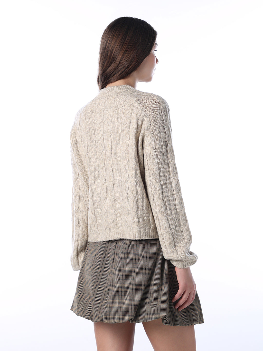 Beige Cable Knit Pullover