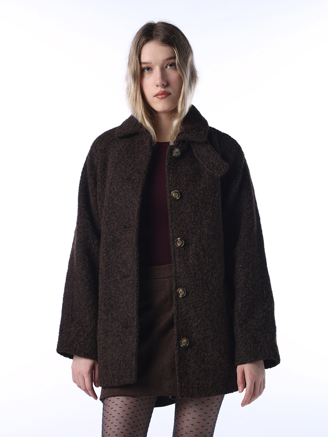 Bouclé Belted Coat