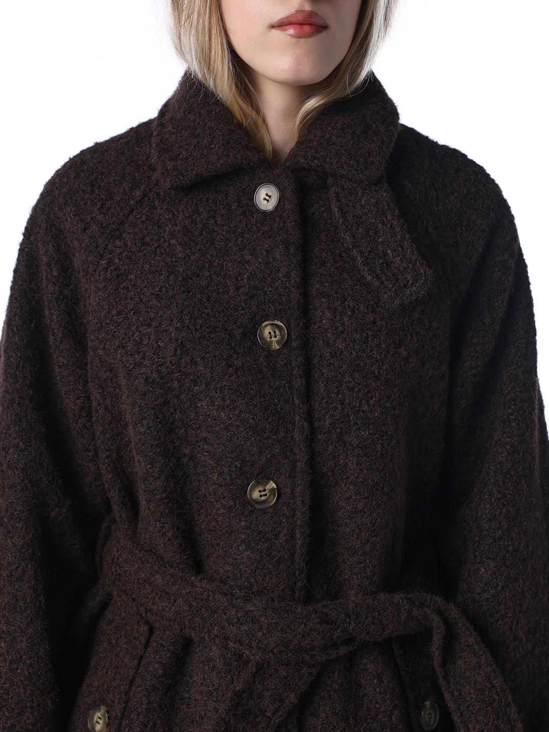 Bouclé Belted Coat