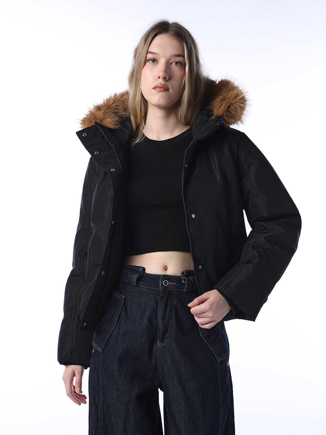 Faux Fur Hooded Parka Puffer Jacket