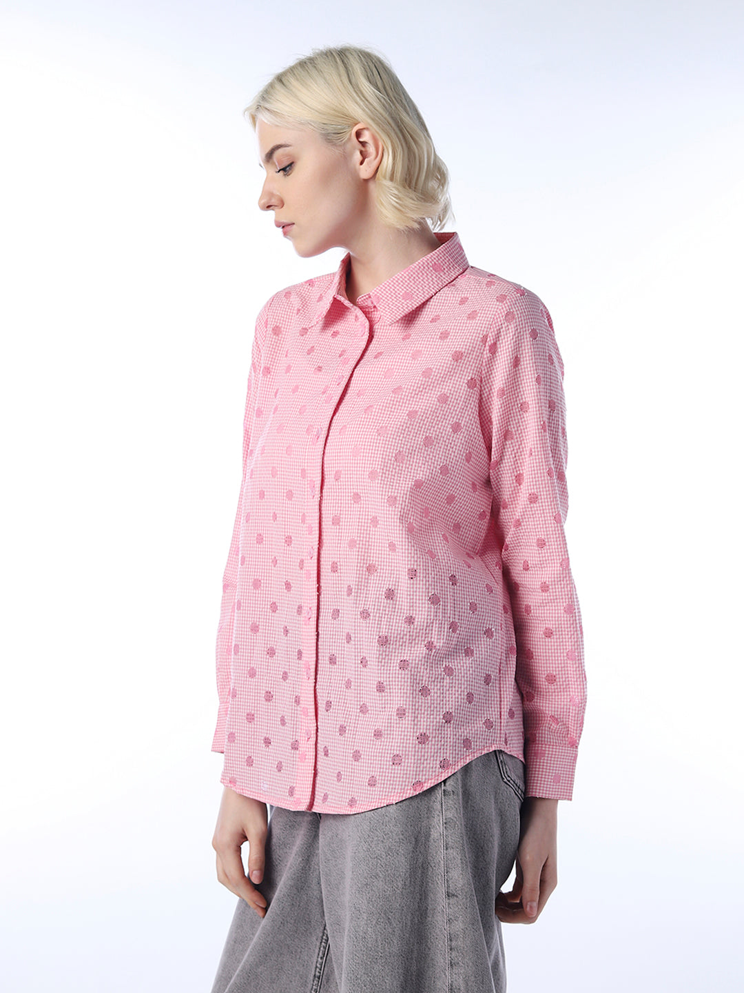 Dobby Textured Shirt - Pink