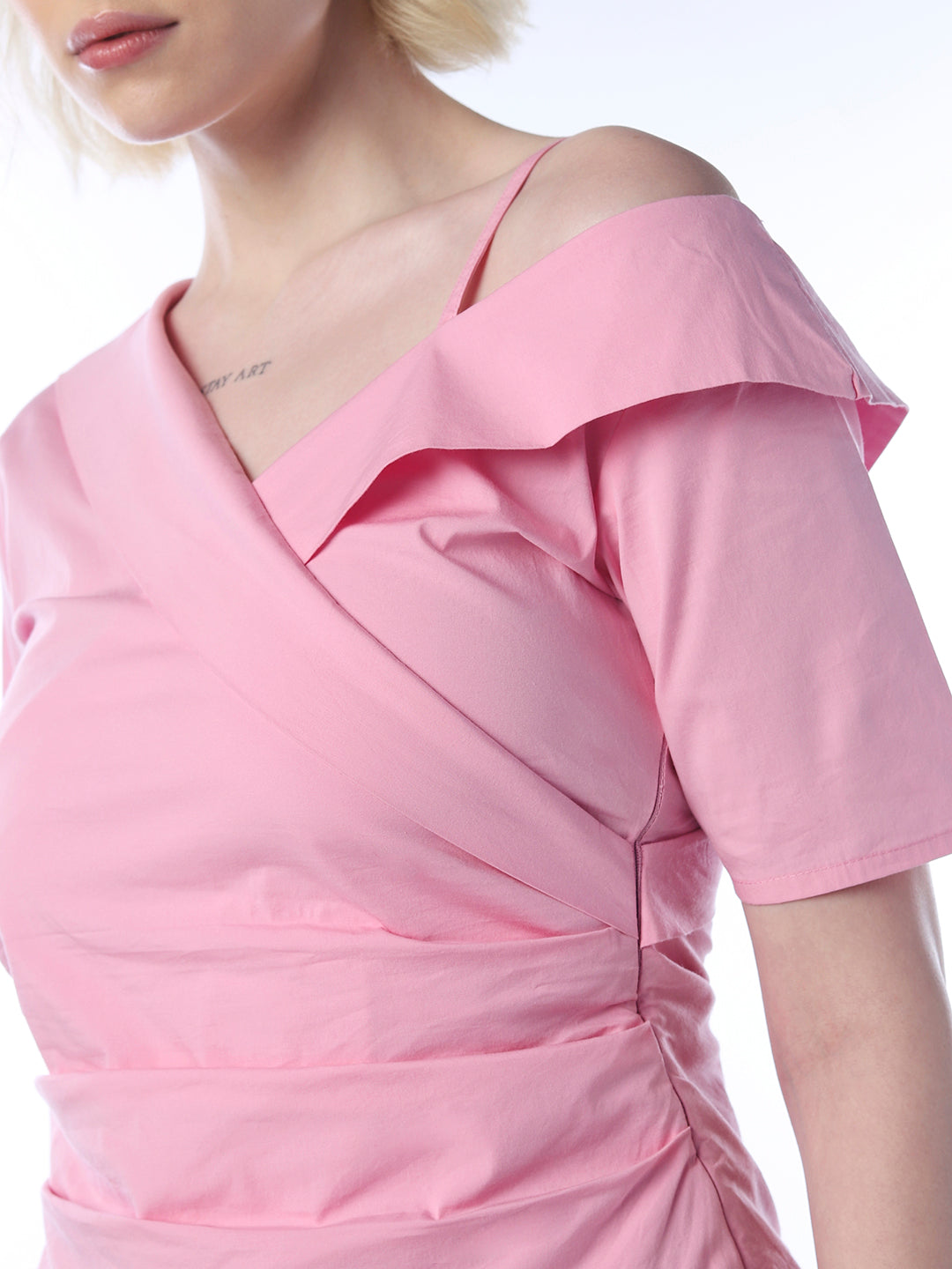 Pink Asymmetric Wrap Top