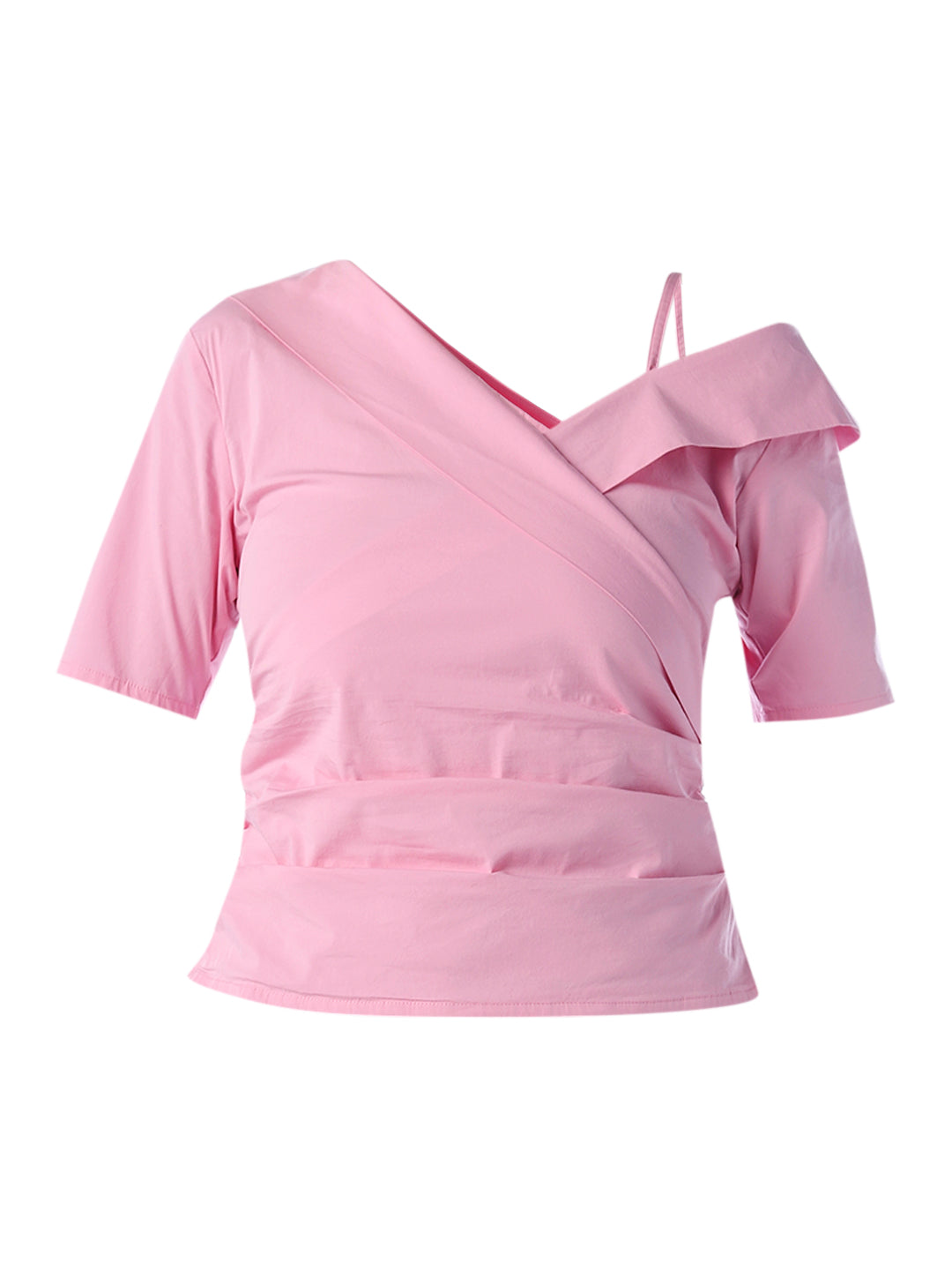 Pink Asymmetric Wrap Top