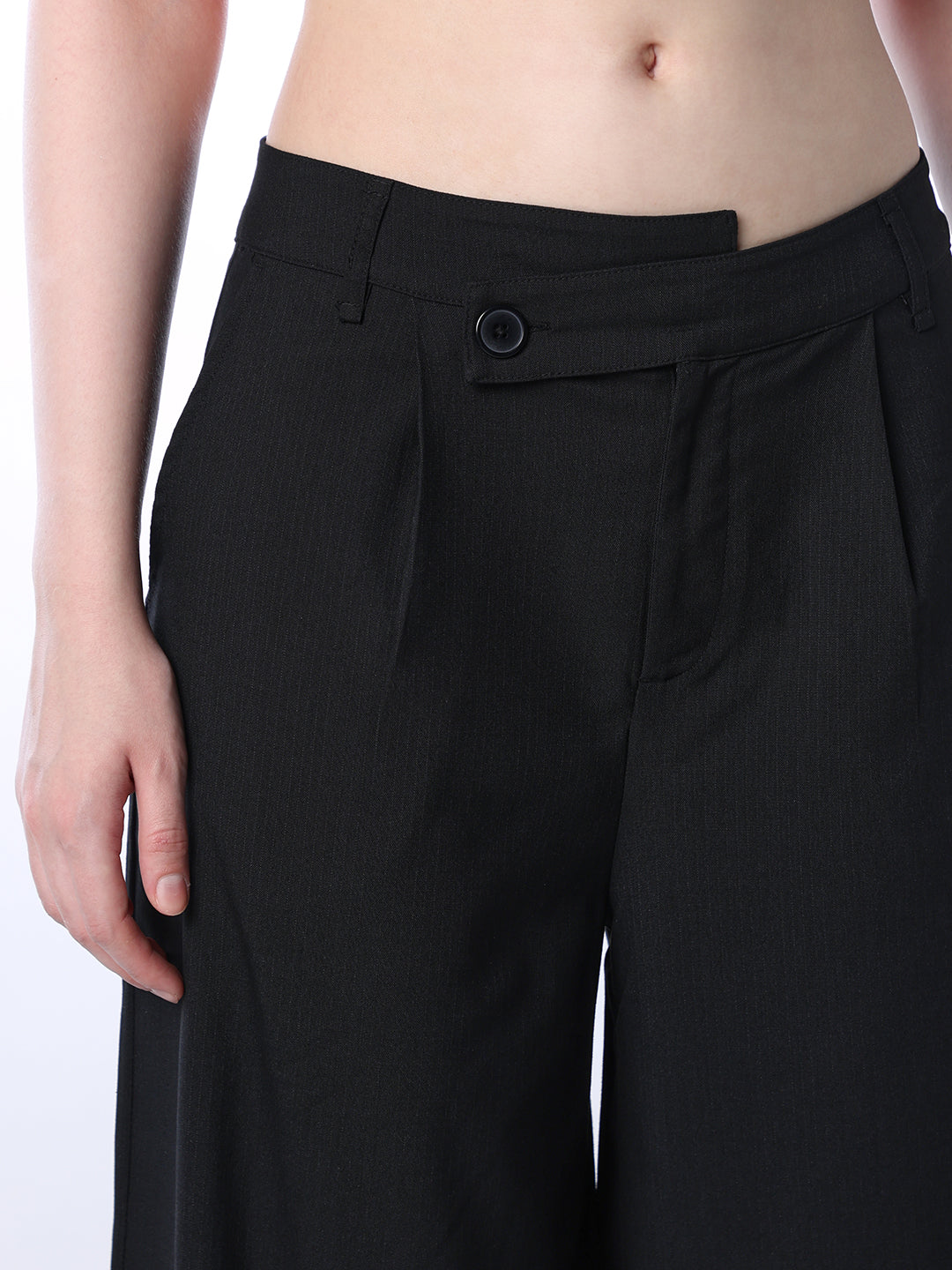 Asymmetric Waistband Flared Pants