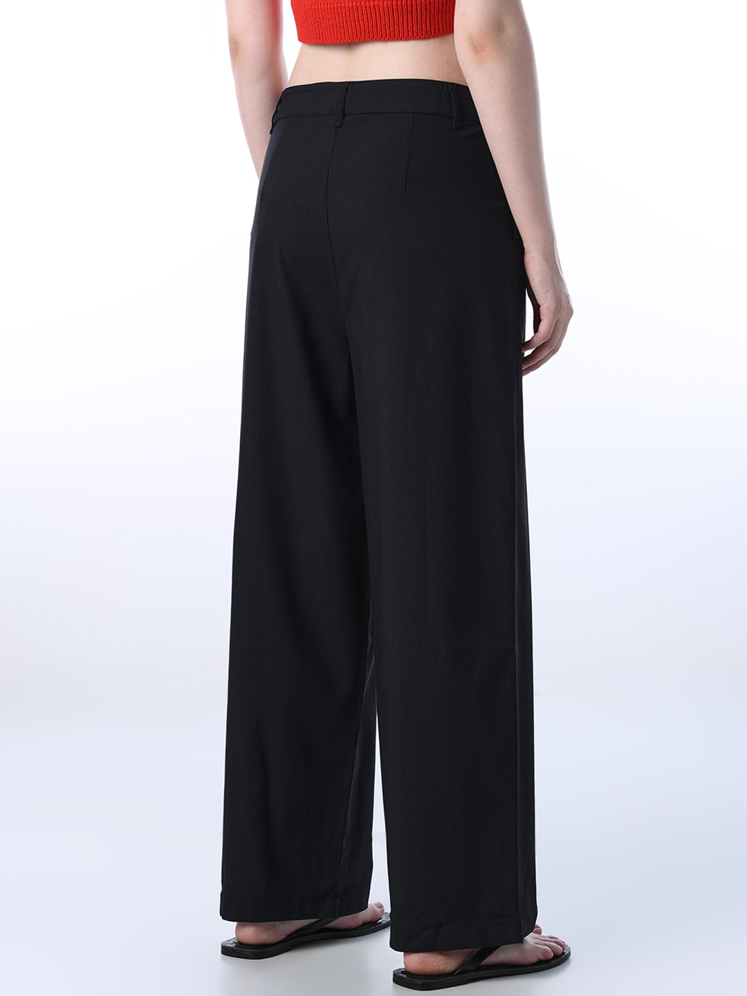 Asymmetric Waistband Flared Pants