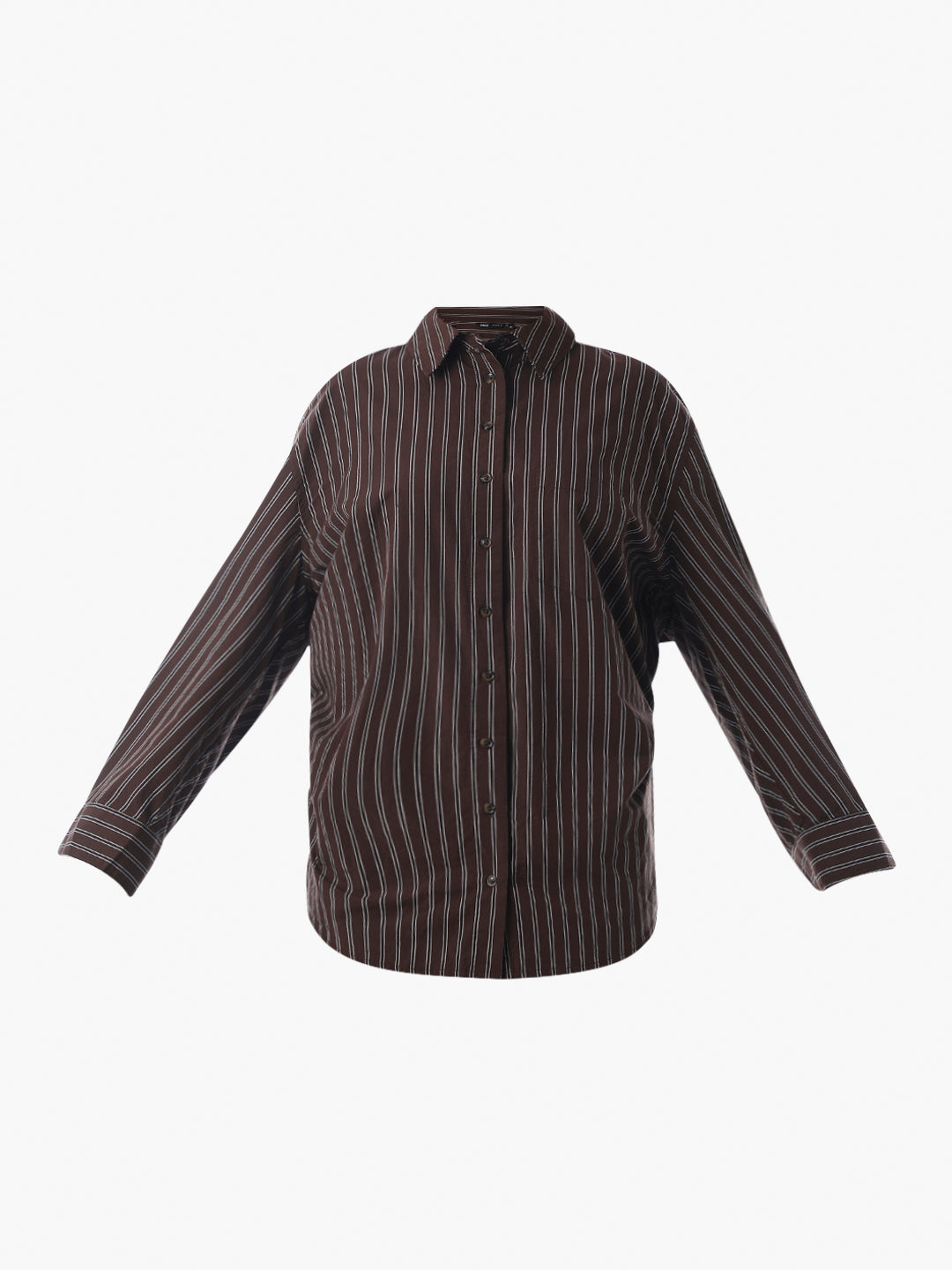 Dark Brown Striped Oversized Shirt