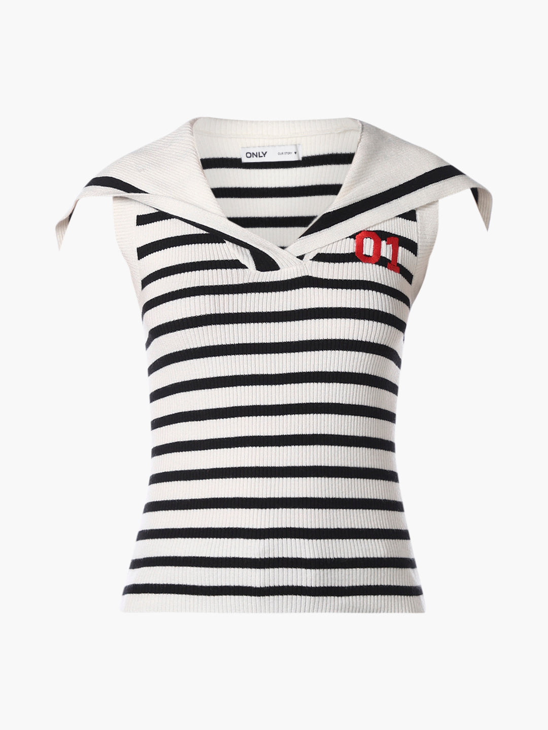 White Striped Fitted Pullover