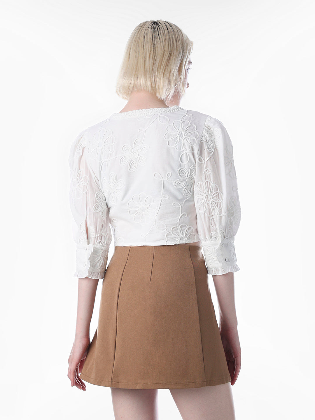 White Embroidered Lace Top