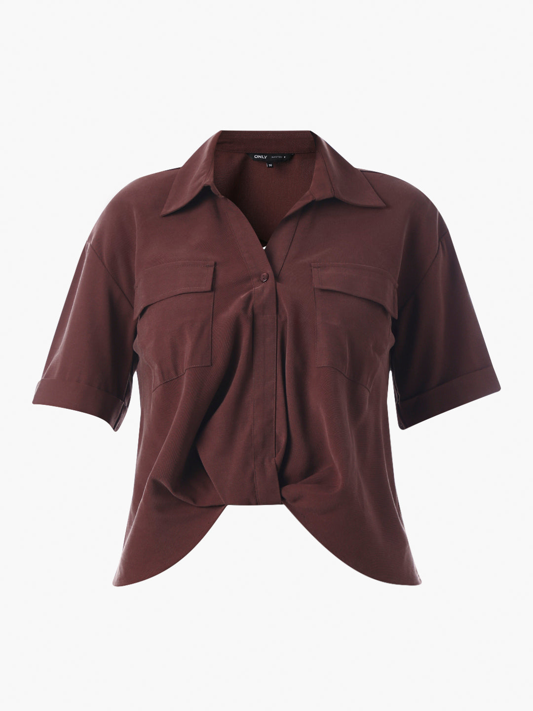 Dark Brown Front Twist Shirt