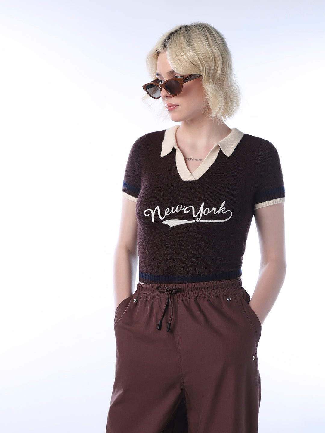 Fine-Knit Printed Polo - XS