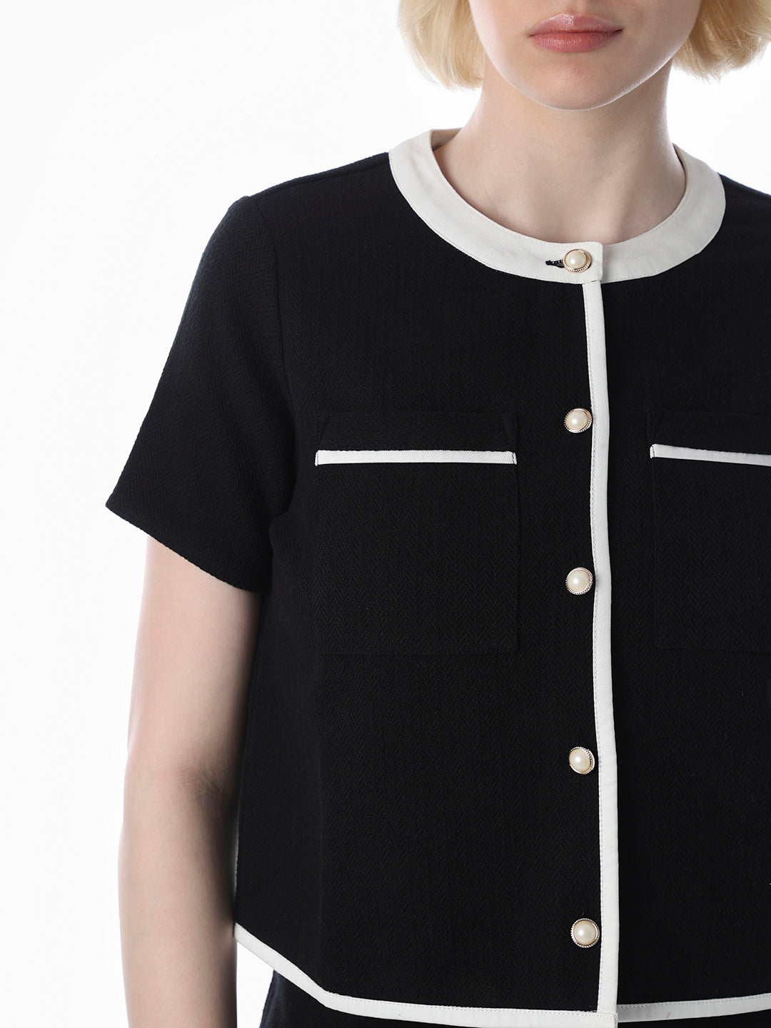Black Tweed Cotton Top