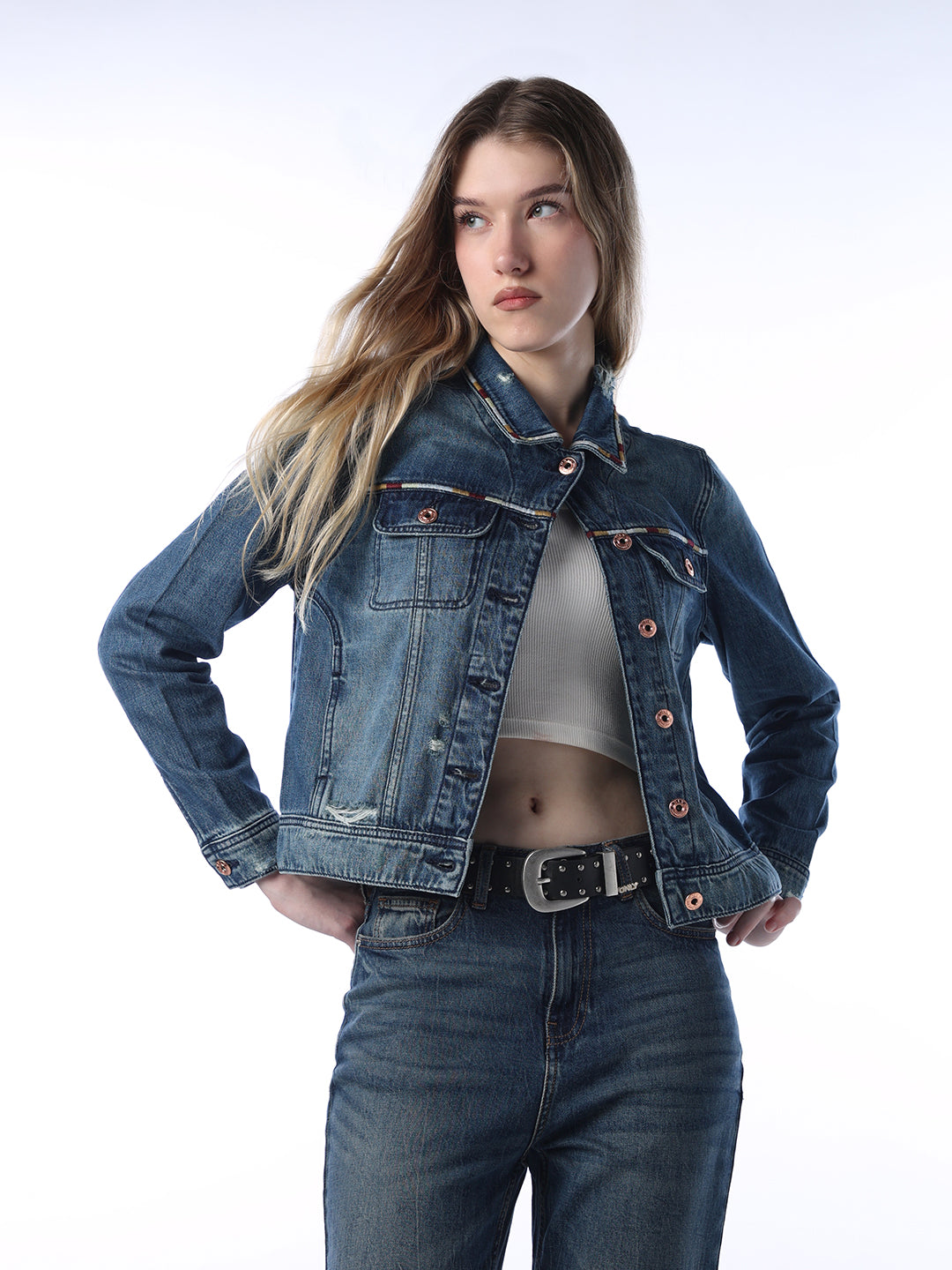 Heavy Fading Cotton Denim Jacket
