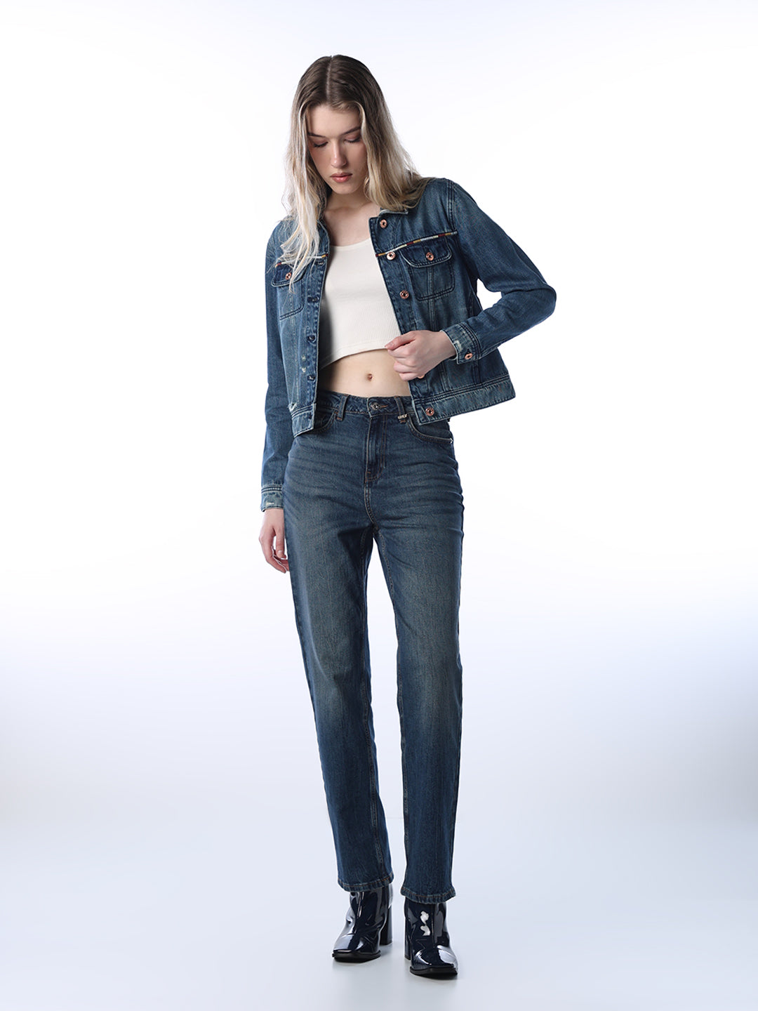 Heavy Fading Cotton Denim Jacket