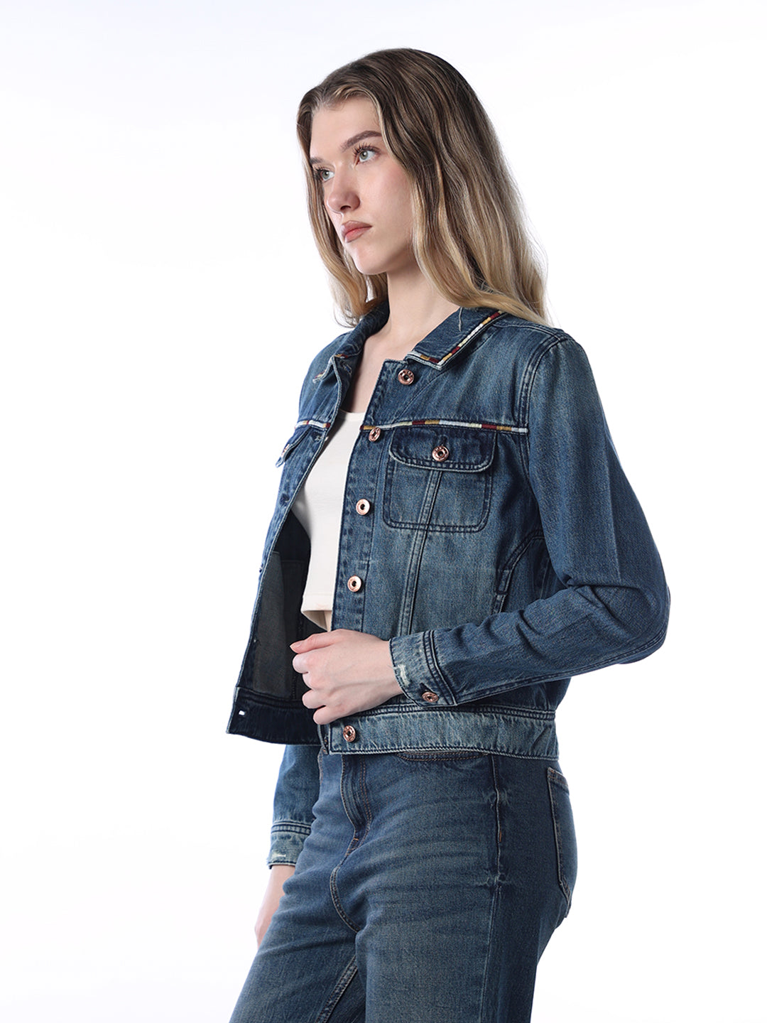 Heavy Fading Cotton Denim Jacket