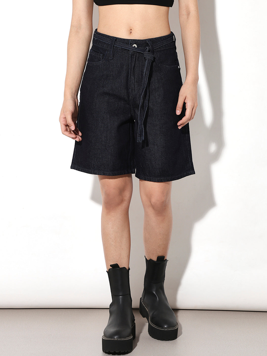Dark Blue Denim Bermuda Shorts