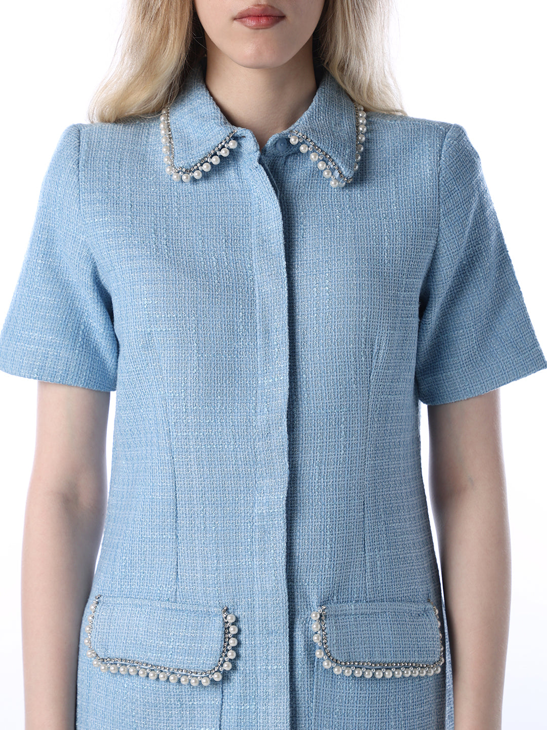 Embellished Textured Short Dress