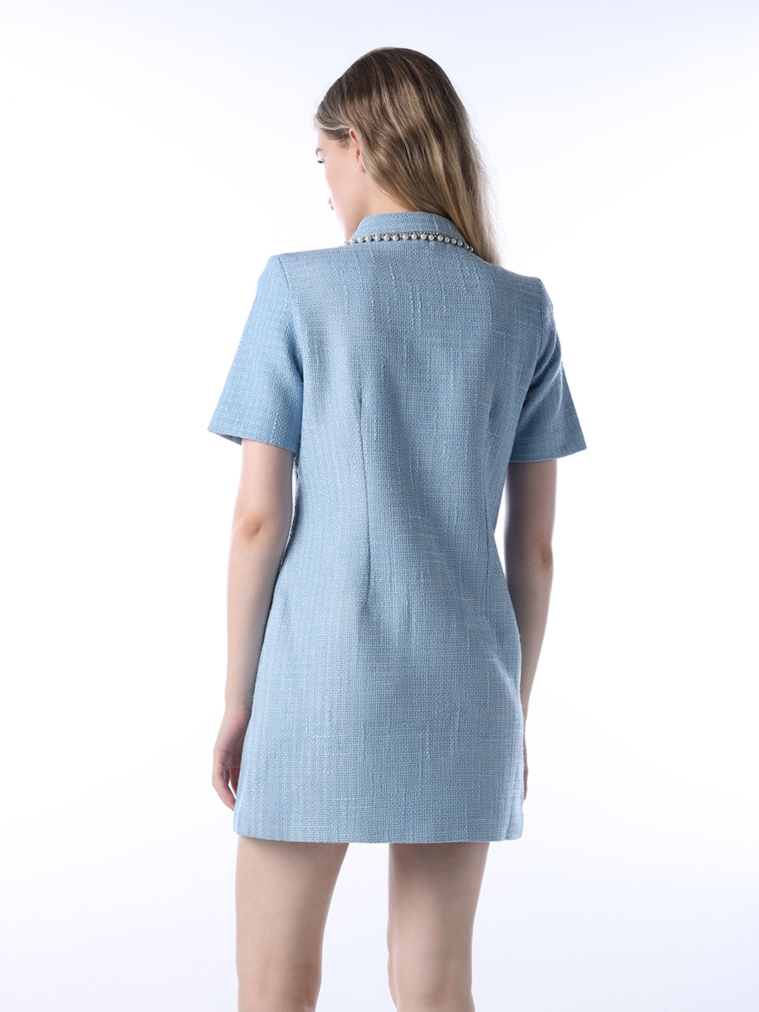 Embellished Textured Short Dress