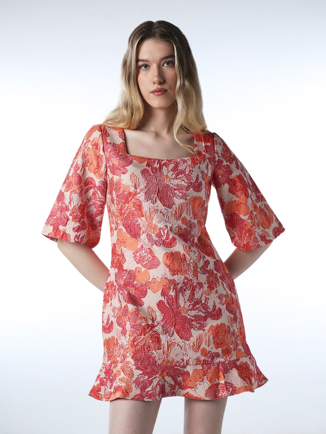 Floral Jacquard Weave Dress
