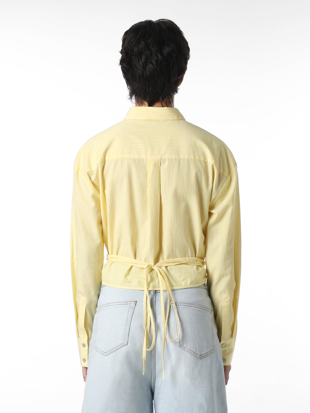 Yellow Front Twist Cotton Shirt