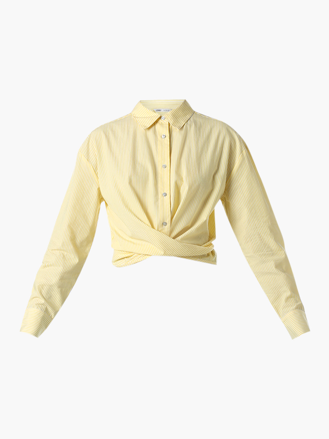 Yellow Front Twist Cotton Shirt