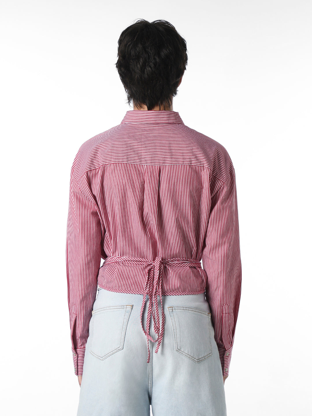 Maroon Front Twist Cotton Shirt