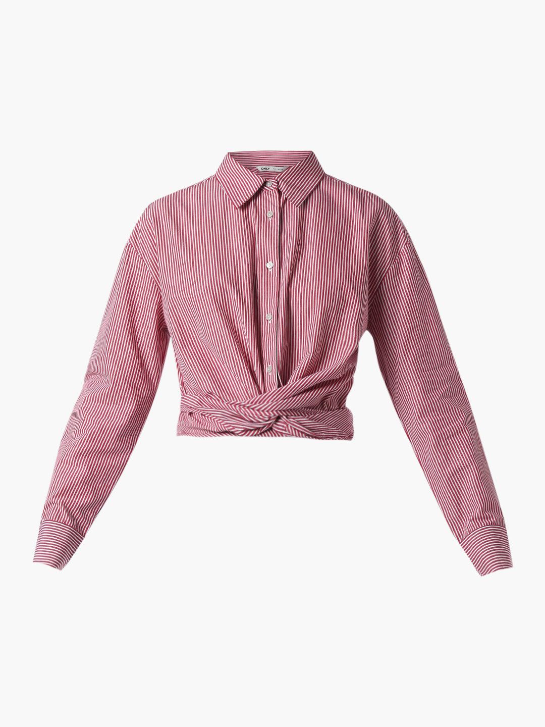 Maroon Front Twist Cotton Shirt