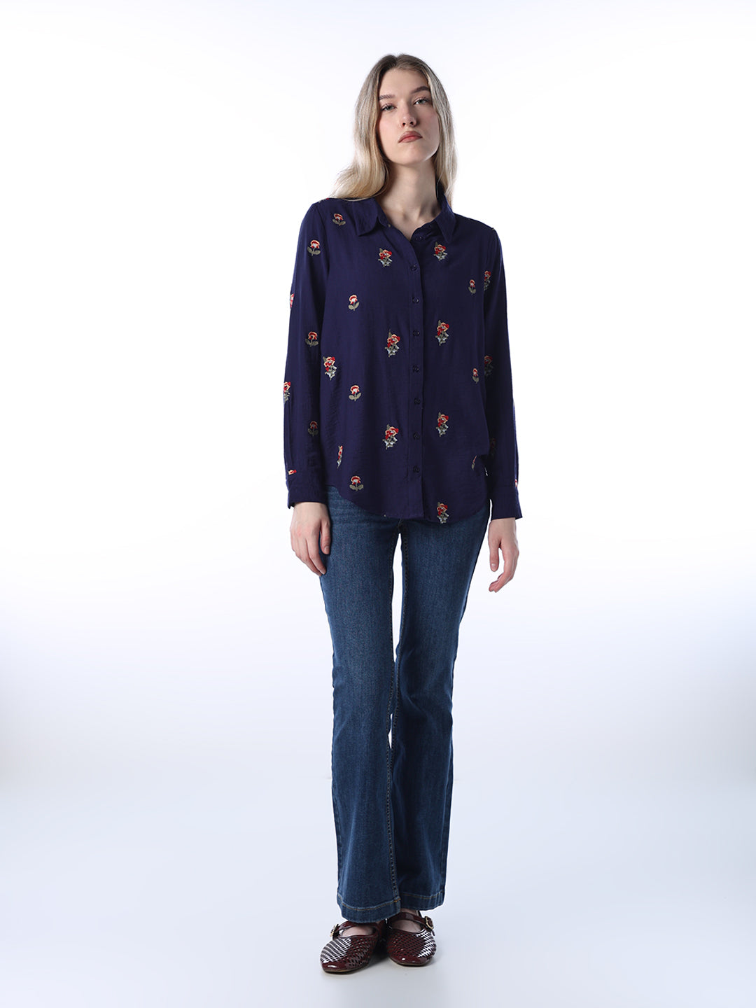 Embroidered Shirt - Navy Blue