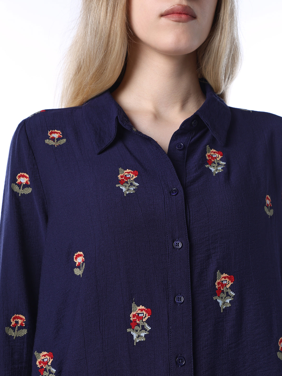 Embroidered Shirt - Navy Blue