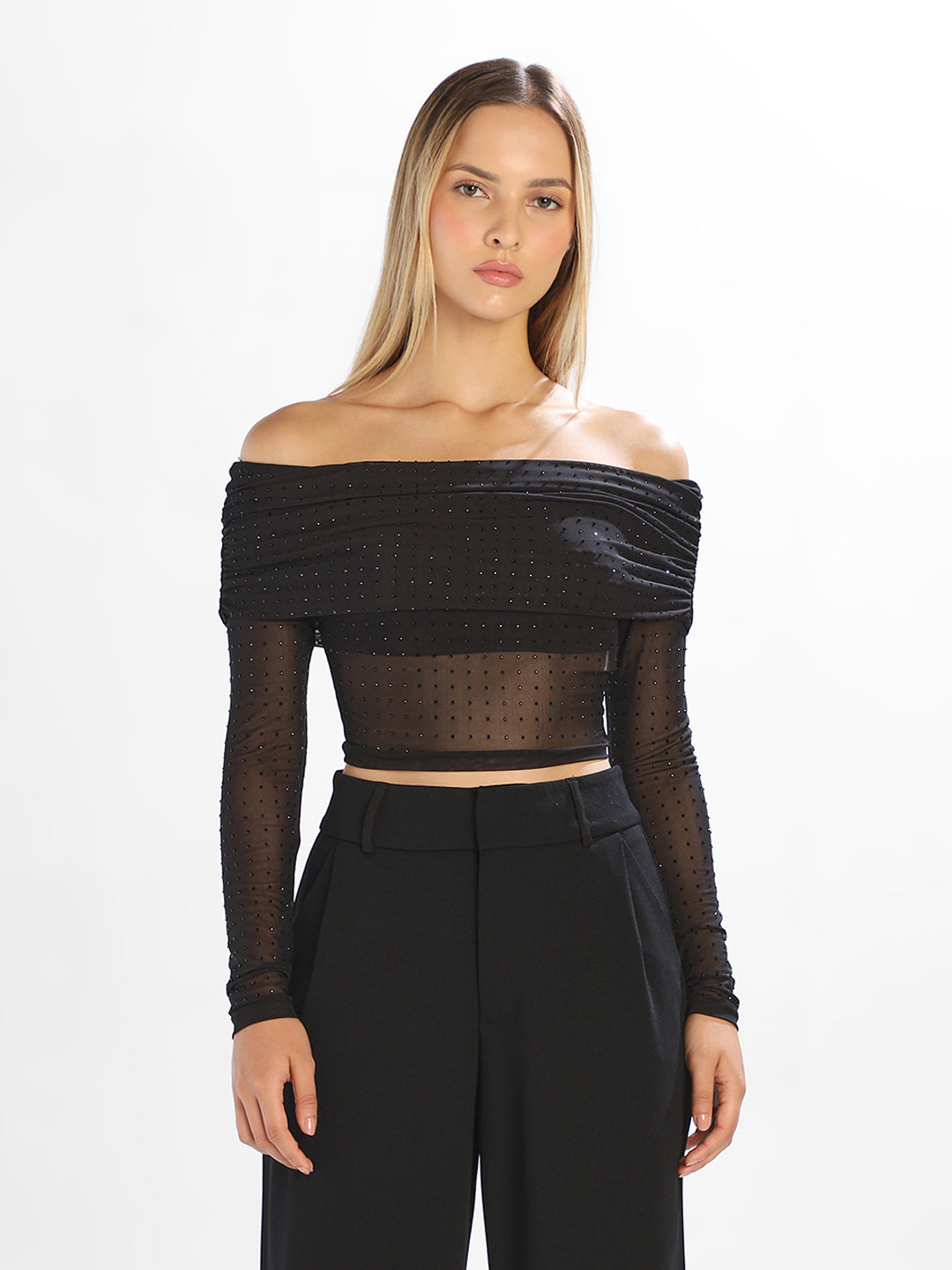 Embellished Off-Shoulder Top