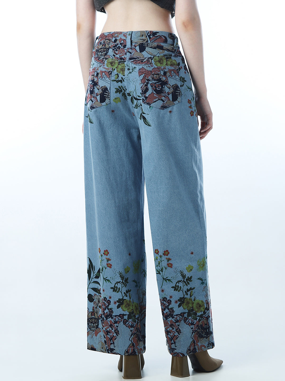 Printed Wide Leg Jeans
