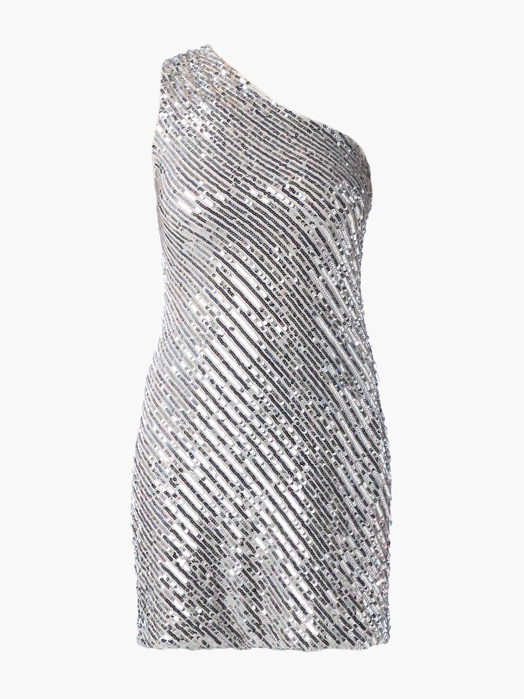 Silver Sequins One-Shoulder Dress