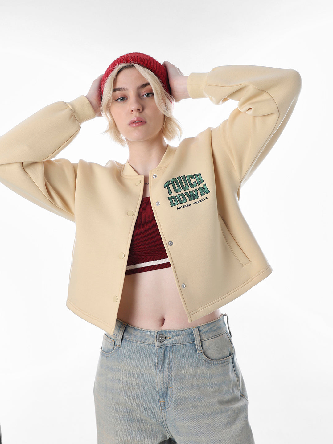 Yellow Varsity Bomber Sweat-Jacket - M