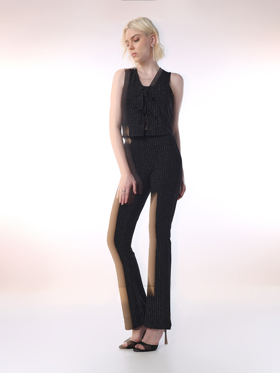 Flared Pinstripe Pants - 26
