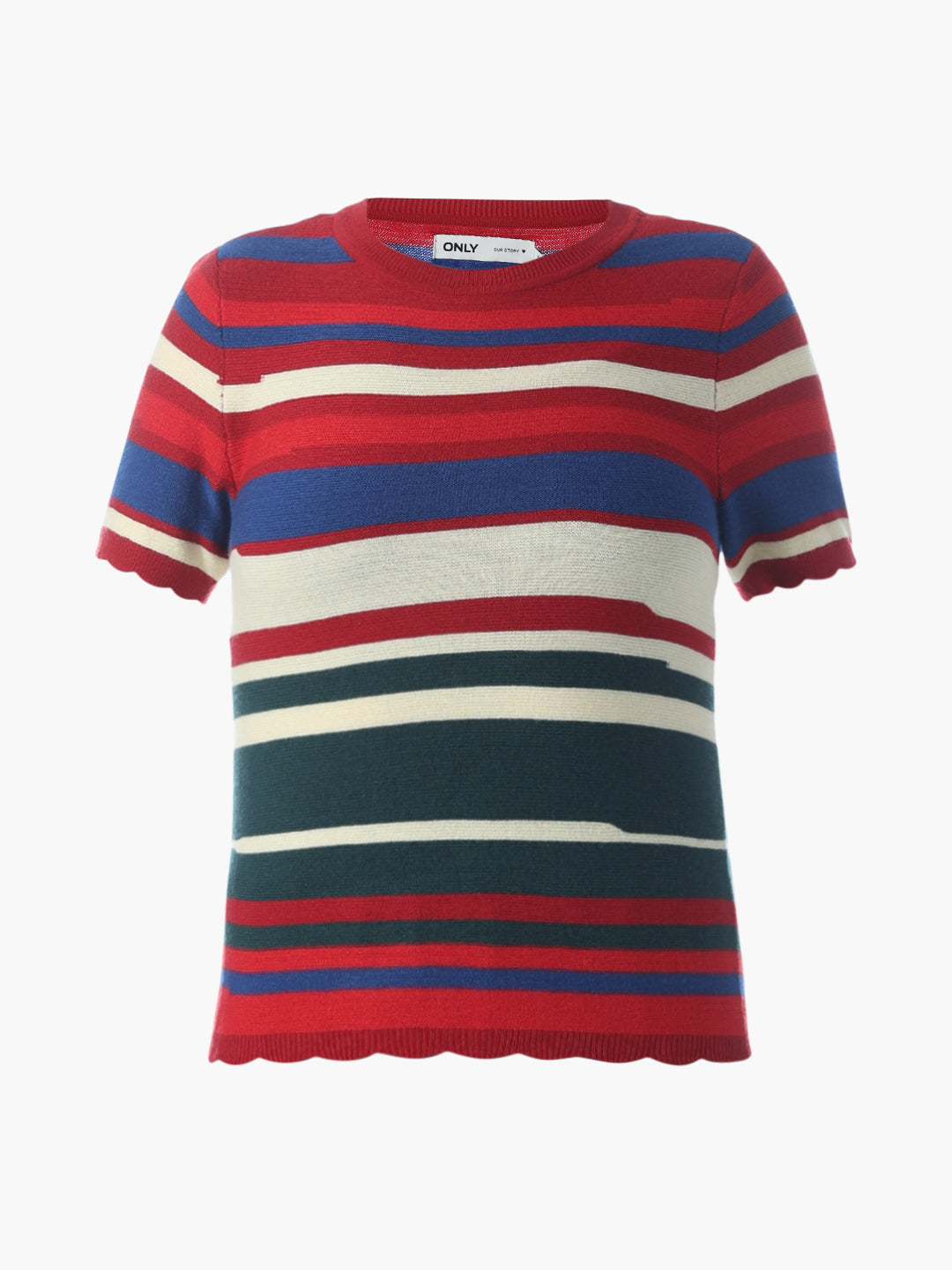 Red Colourblocked Fitted Knit Top