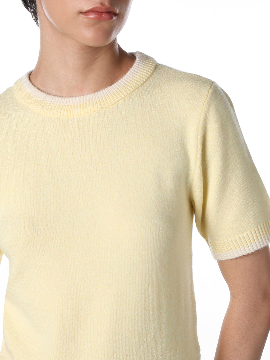 Yellow Fitted Knitted T-shirt