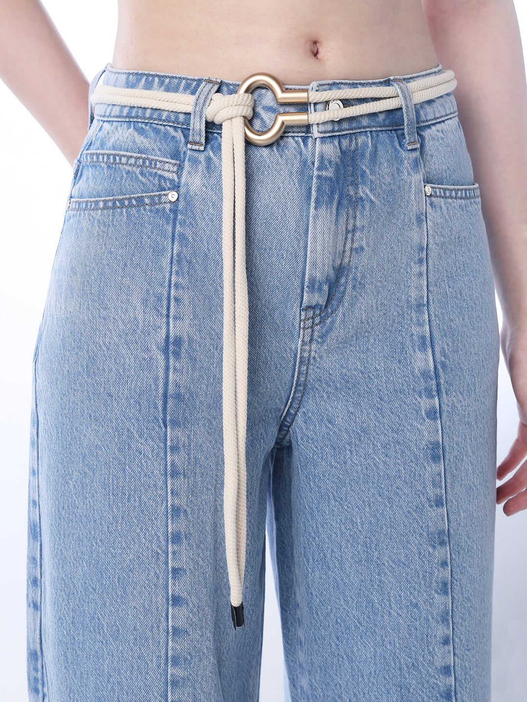 Light Fade Panelled Straight Fit Jeans