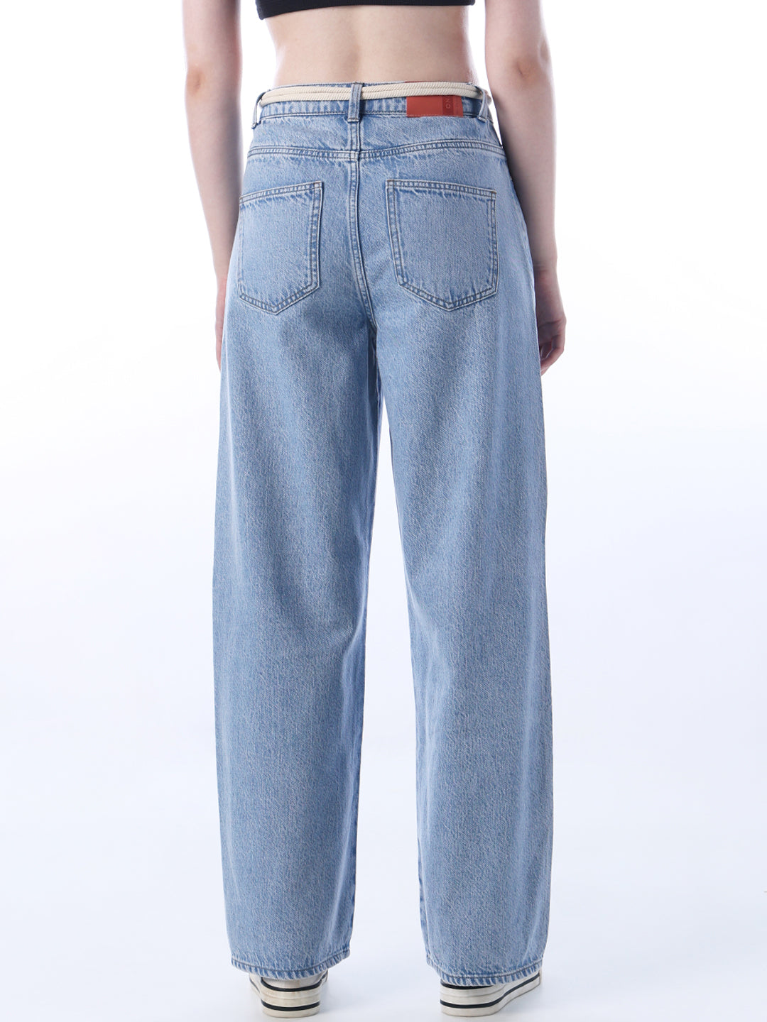 Light Fade Panelled Straight Fit Jeans