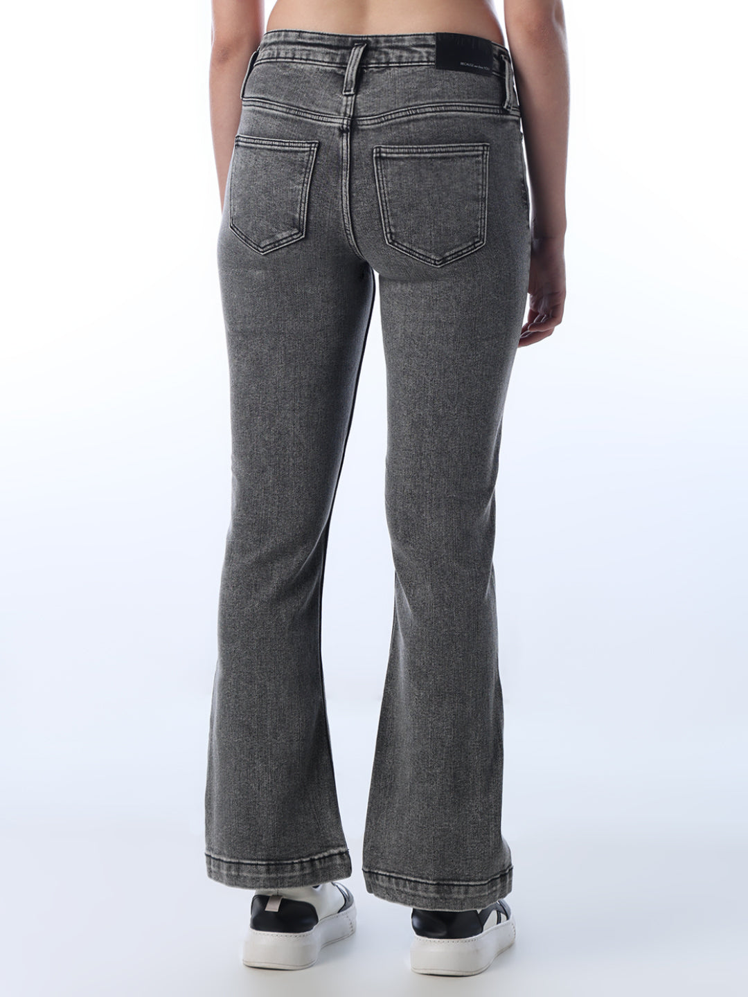 High Rise Washed Flared Jeans