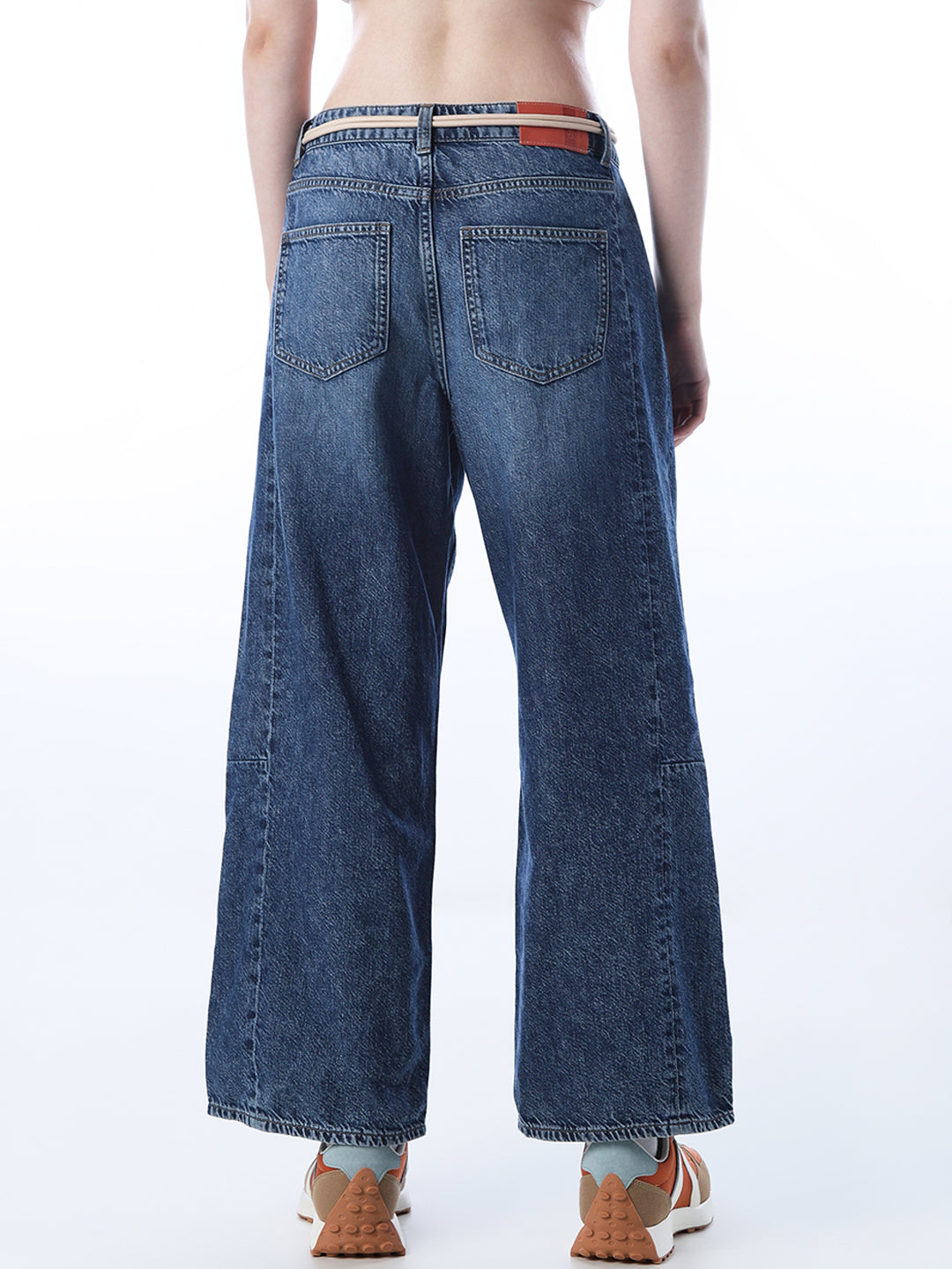 Drawstring Belted Wide Leg Jeans