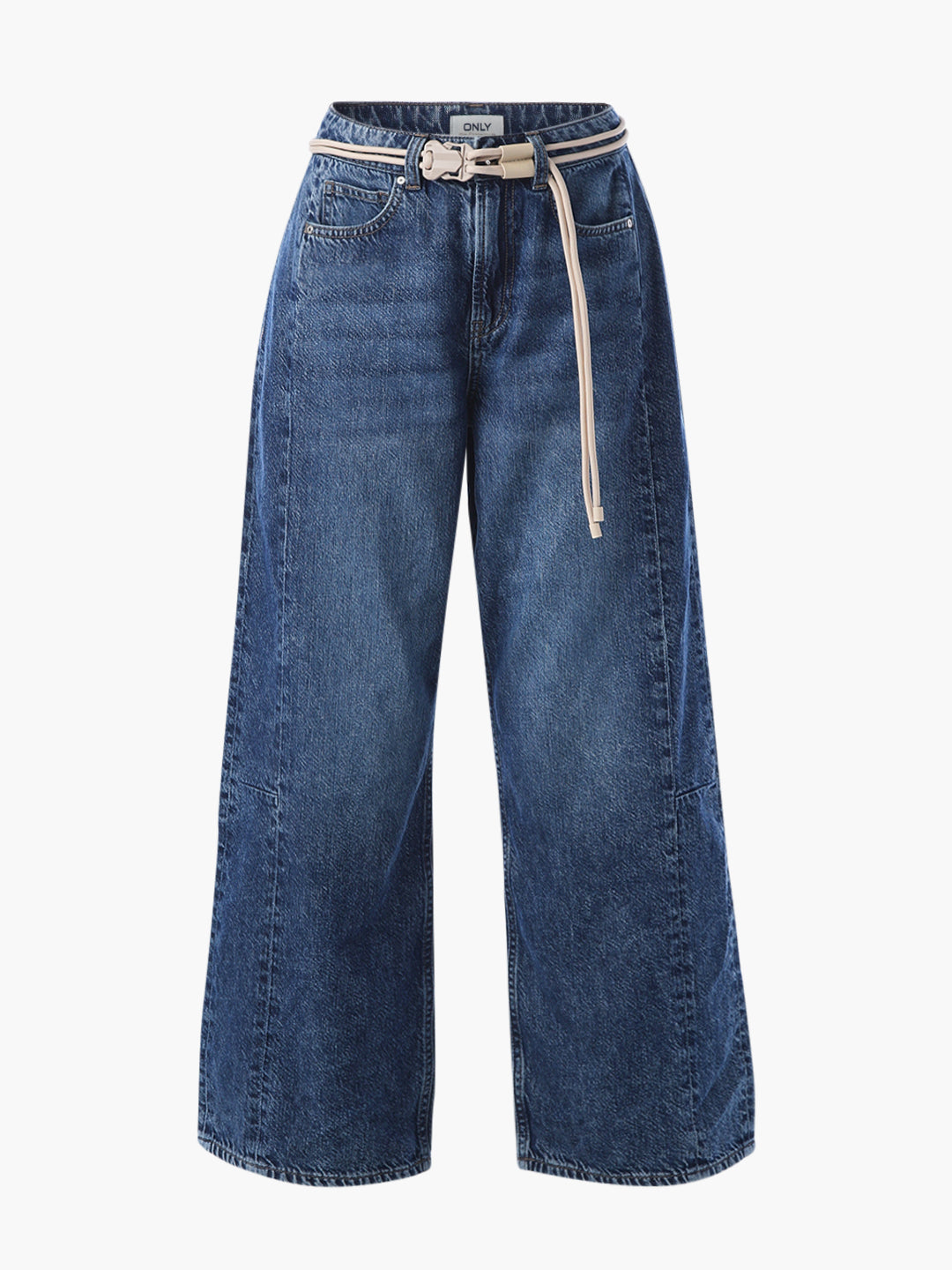 Drawstring Belted Wide Leg Jeans