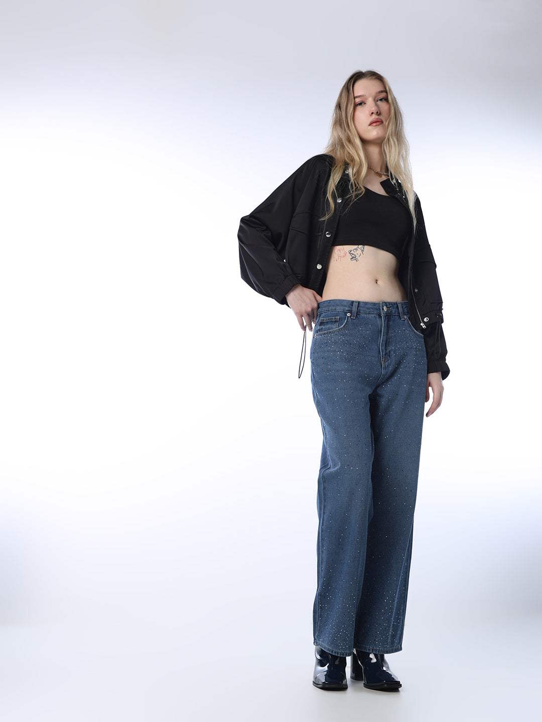 Embellished Straight Fit Jeans - 28