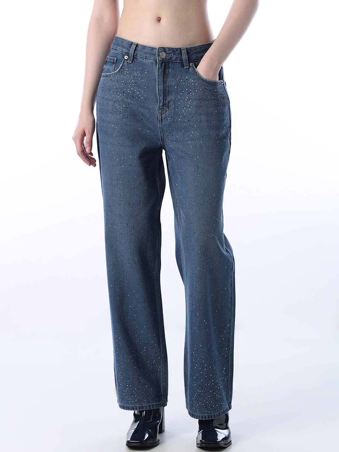 Embellished Straight Fit Jeans