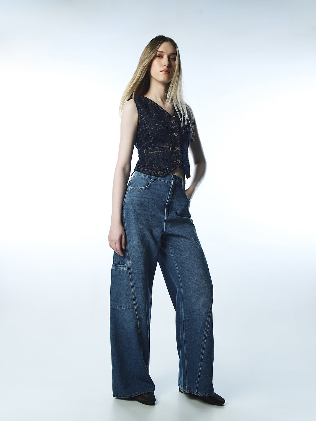 High Rise Wide Leg Cargo Jeans