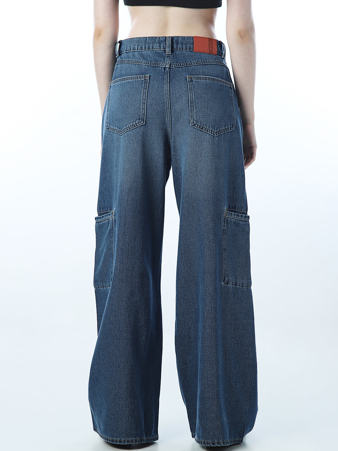 High Rise Wide Leg Cargo Jeans